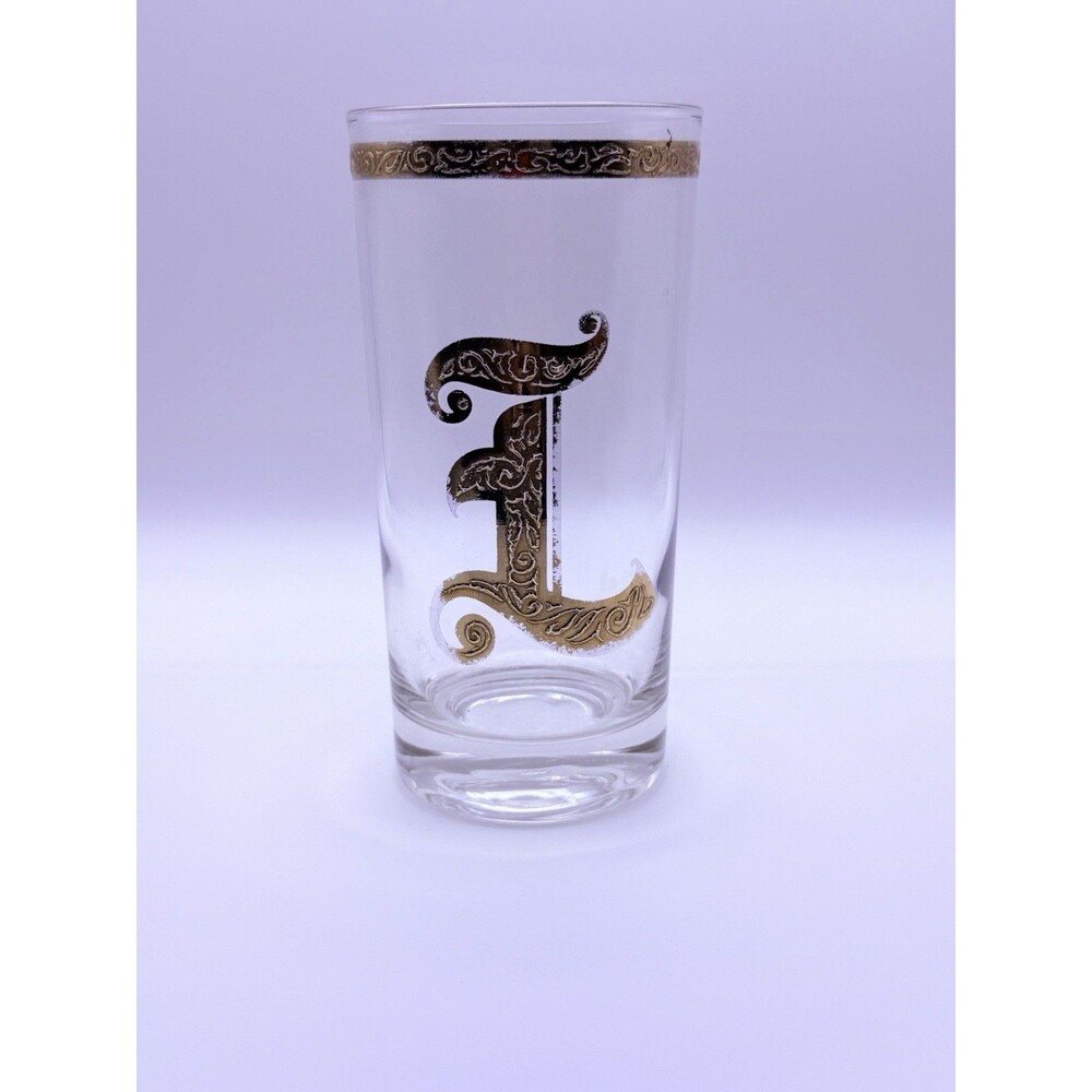 Vintage Monogram J Gold Rim Highball Glass